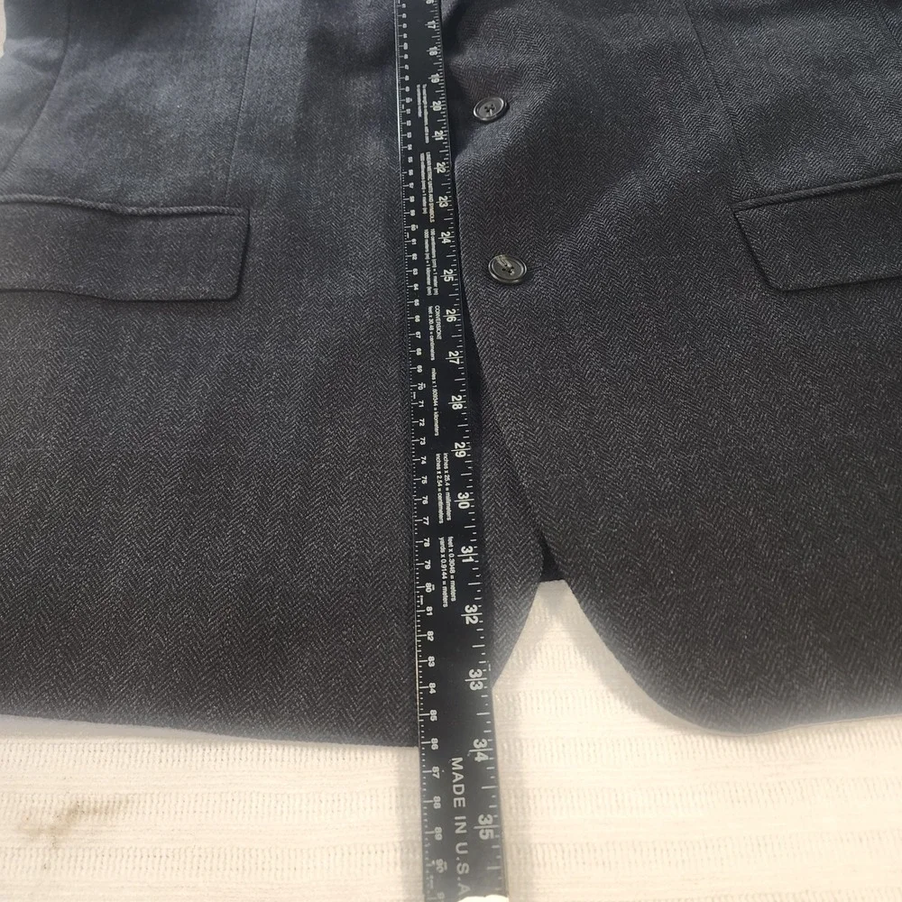 Ralph Lauren Mens 48R Charcoal Grey Herringbone Pure New Wool Sport Coat Blazer
